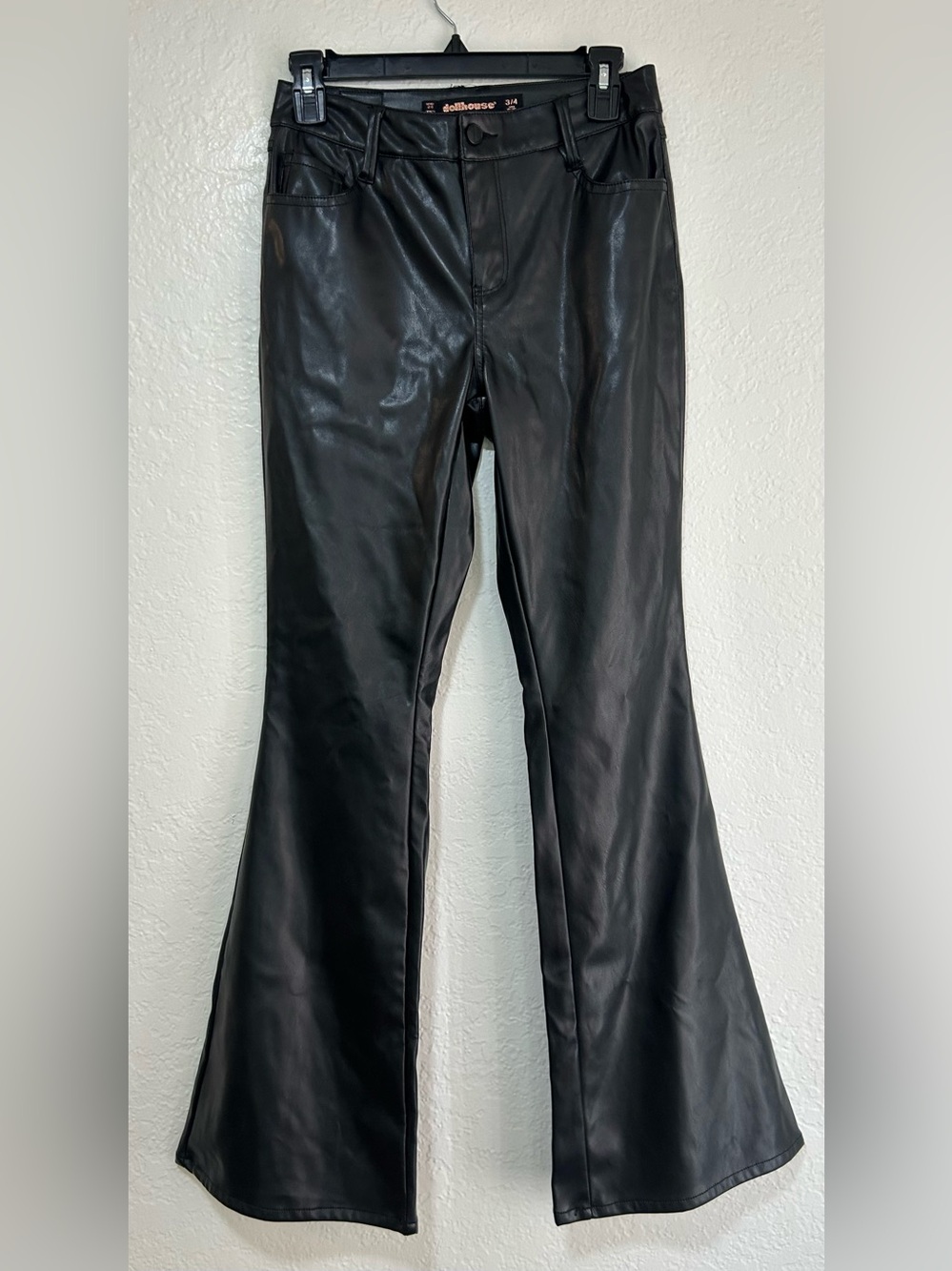 Dollhouse Black Faux Leather Bootcut Pants